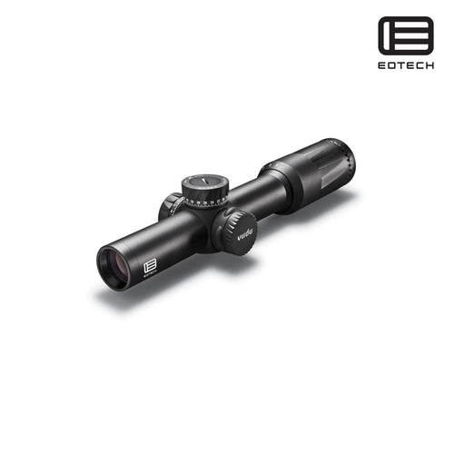 EOTech Vudu 1-6x24 illuminated SR1 MRAD LPVO rifle scope in matte black with the reticle in the first focal plane