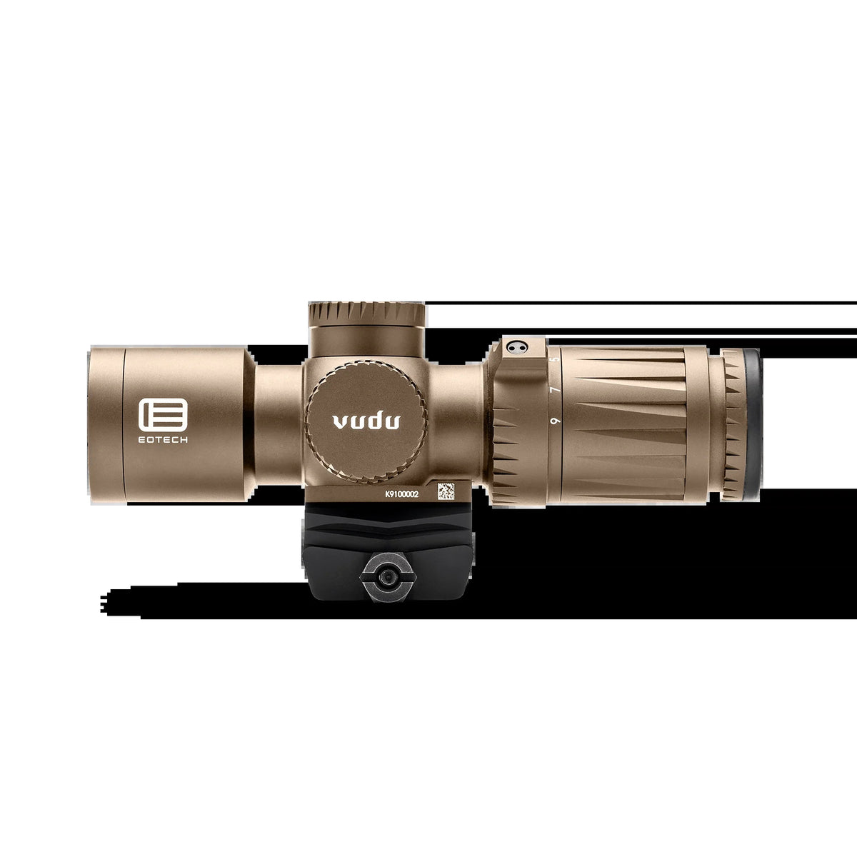 EOTech Vudu 3-9x32 MR5 MRAD rifle scope in Tan, with a 30mm main tube