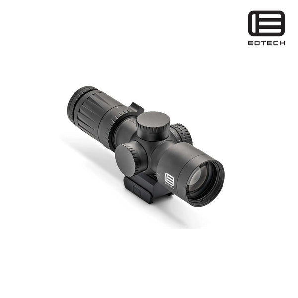 EOTech Vudu 4-12x36 illuminated MD5 MRAD rifle scope in matte black with the reticle in the first focal plane