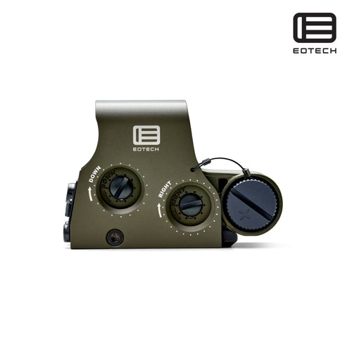 EOTech XPS2-0 68 MOA ring holographic weapon sight in OD Green with a compact transverse CR123 battery housing