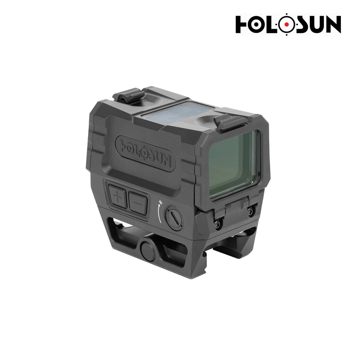 Holosun AEMS EVO red dot sight on an integrated Picatinny mount for AR-15 flat-top receivers