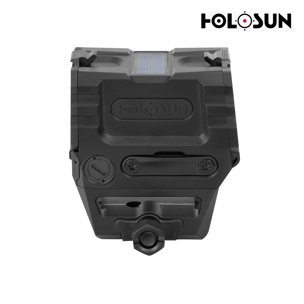 Holosun AEMS PRO X2 gold dot sight with a rectangular enclosed window for a wide sight picture