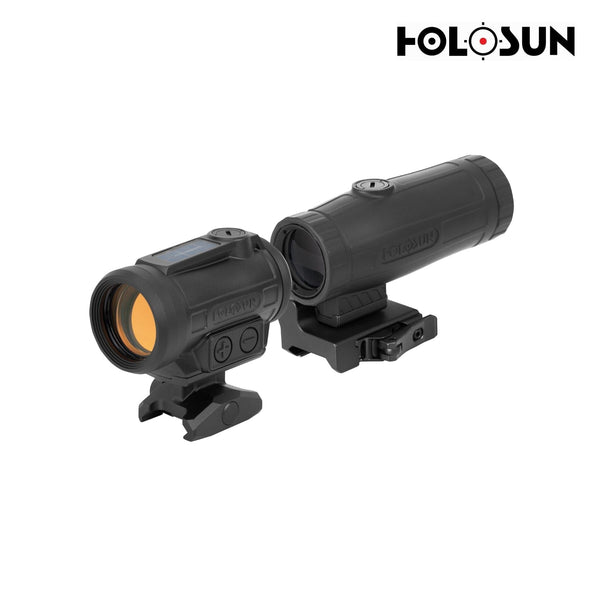 Holosun ARO-EVO SPR red dot sight and HM3X magnifier combo with the special purpose reticle for precise aiming