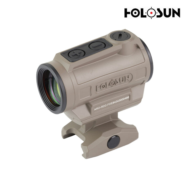Holosun ARO RD2 red dot sight in Flat Dark Earth with a precise 2 MOA aiming dot