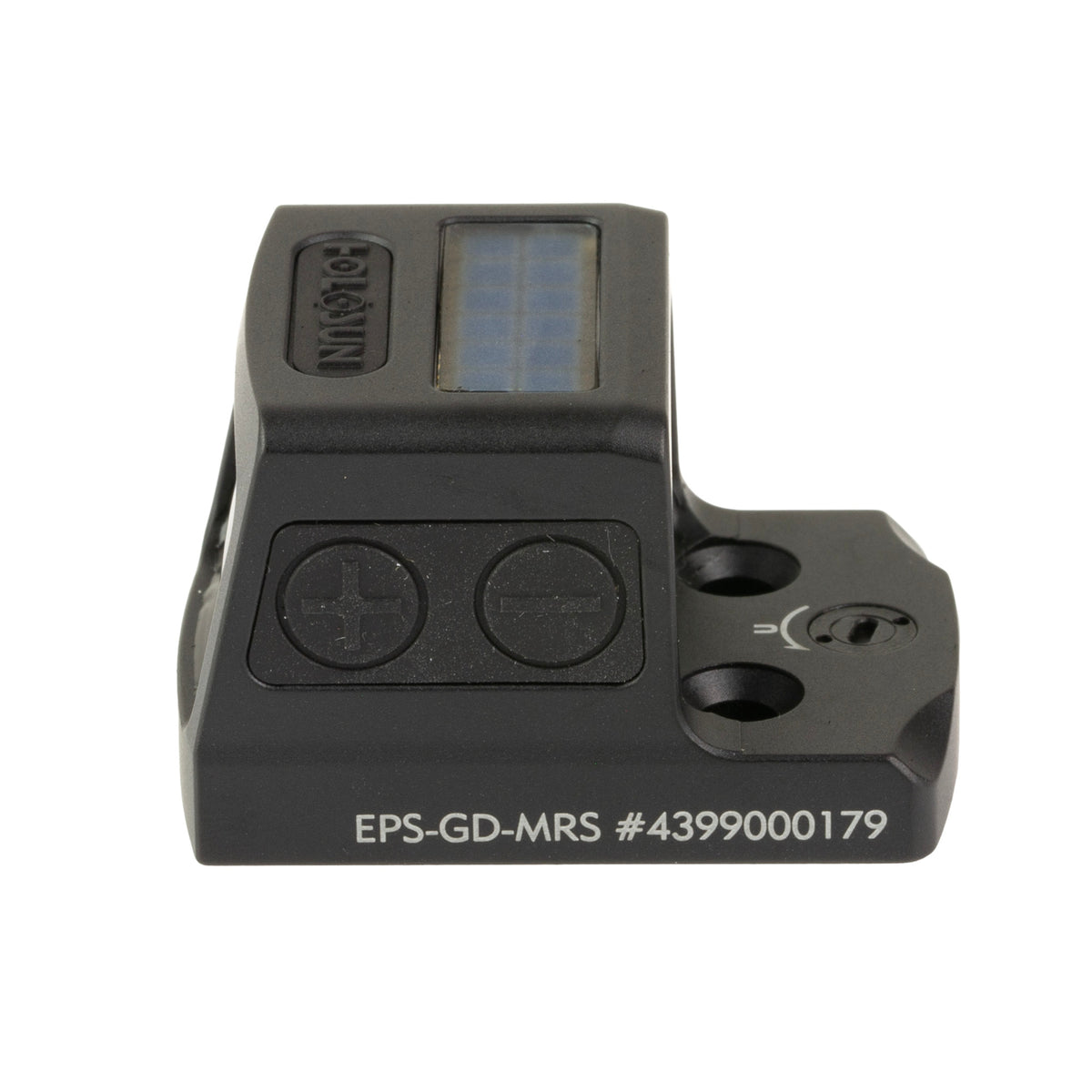 Holosun EPS gold dot sight with a side-loading CR1620 battery tray and Shake Awake activation
