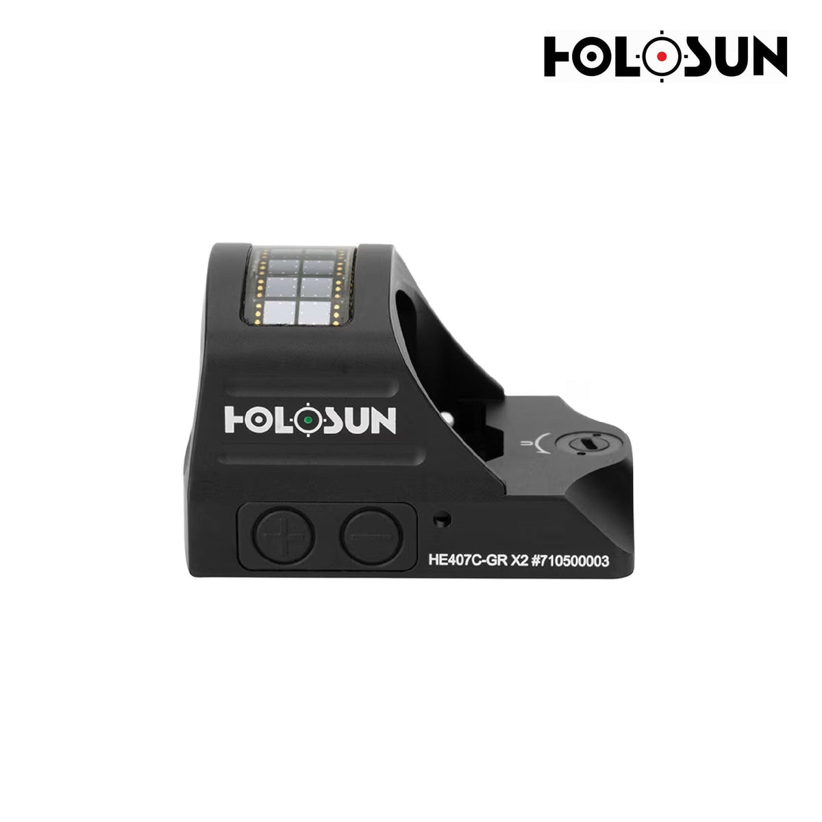 Holosun HE407C X2 green dot sight with an open emitter on the RMR footprint for direct slide mounting