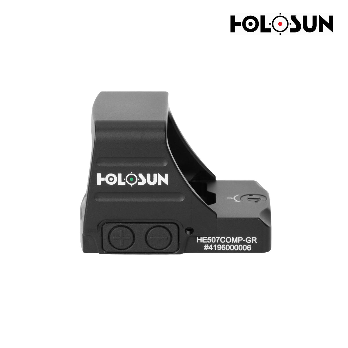 Holosun HE507COMP green dot sight with an oversized window built for competition stages