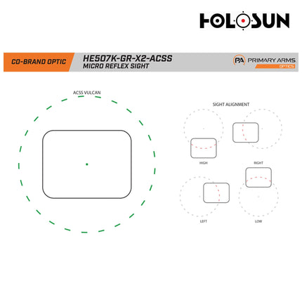 Holosun HE507K-GR-X2-ACSS Dot Sight Green ACSS Vulcan Dot Reticle Red Dot Sight Holosun Technologies 