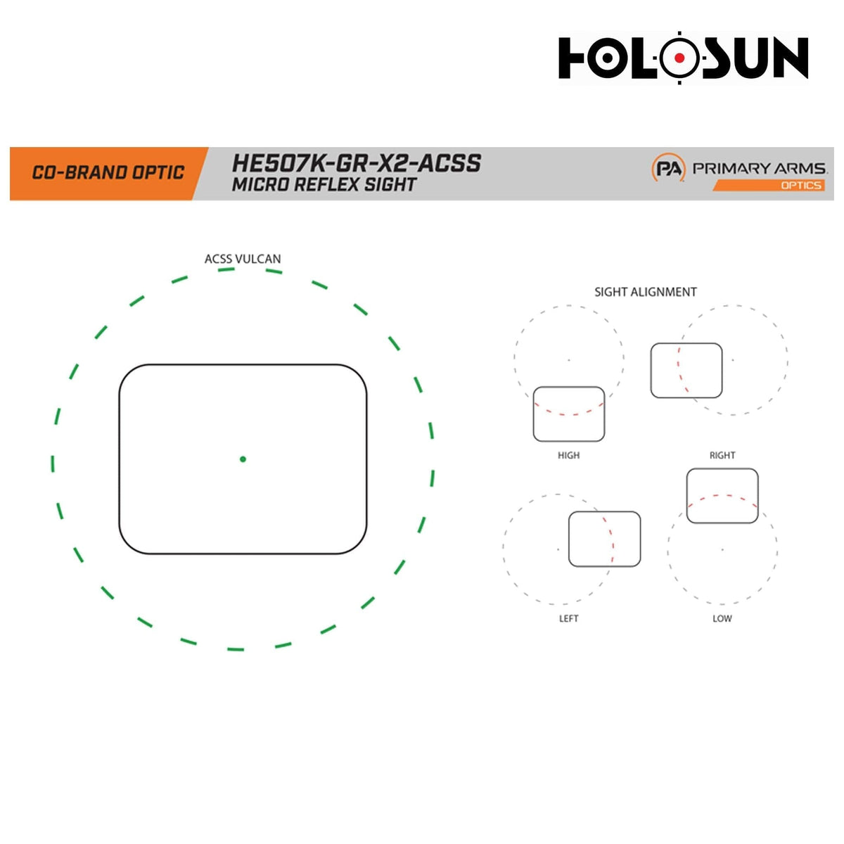 Holosun HE507K X2 ACSS Vulcan green dot sight with Shake Awake motion activation