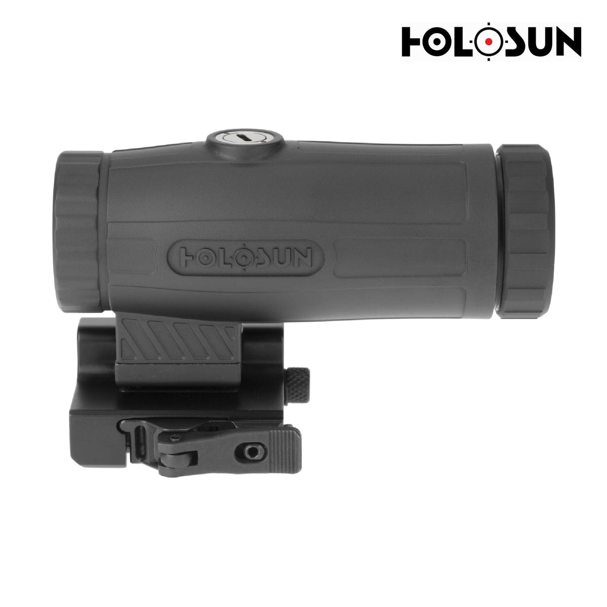 Holosun HM3X 3x magnifier on a flip-to-side quick-detach mount for use behind a red dot sight