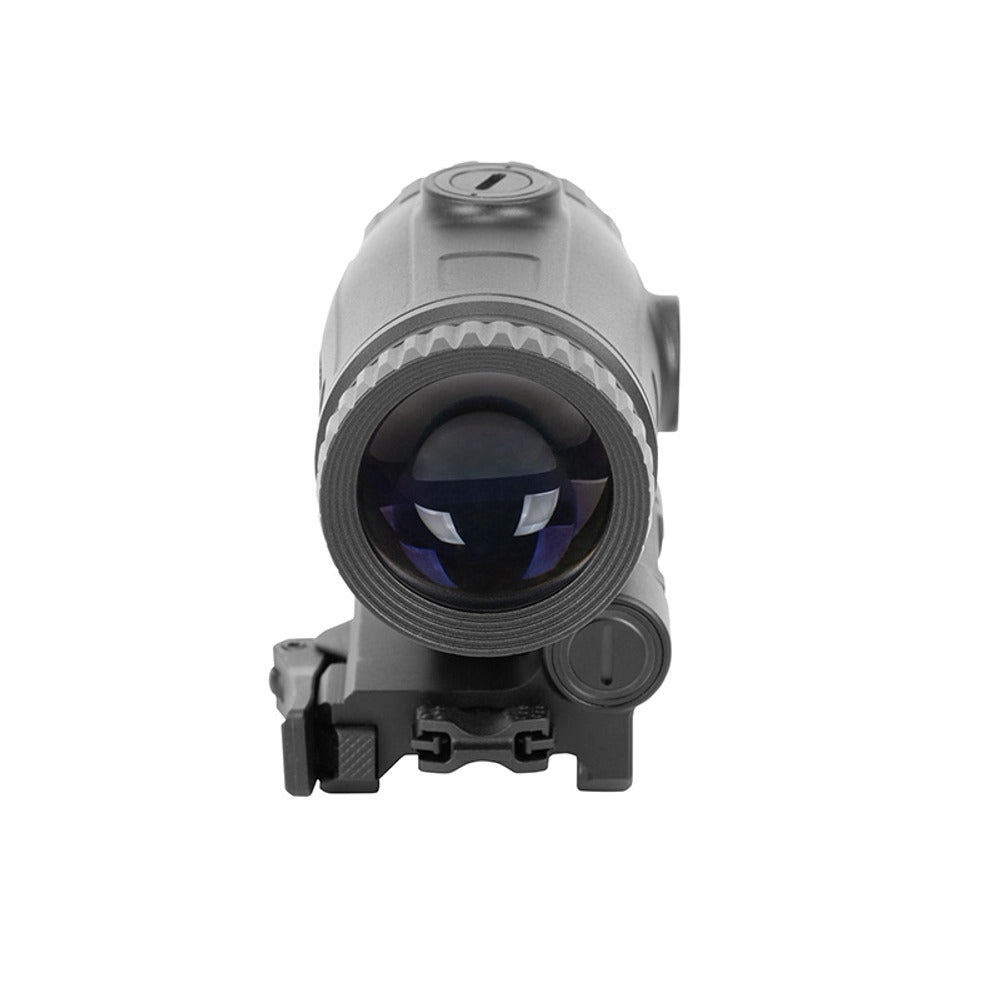 Holosun HM3X-MICRO magnifier shown upright, compact 3x unit for red dot sights