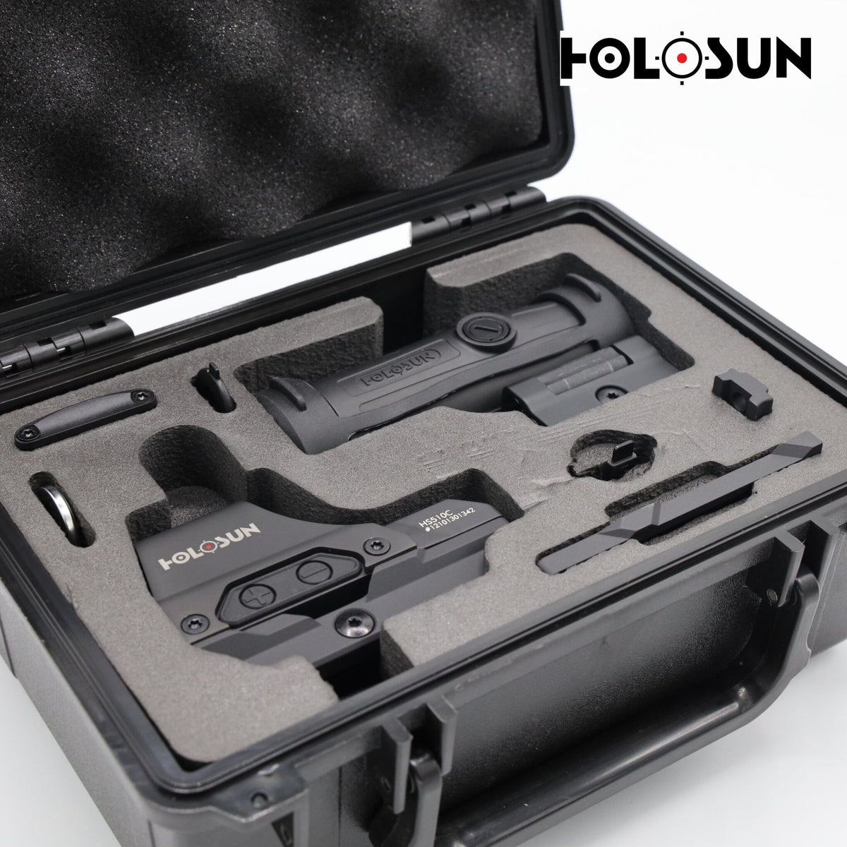 Holosun HS510C red dot sight and HM3X magnifier combo in matching matte black finishes