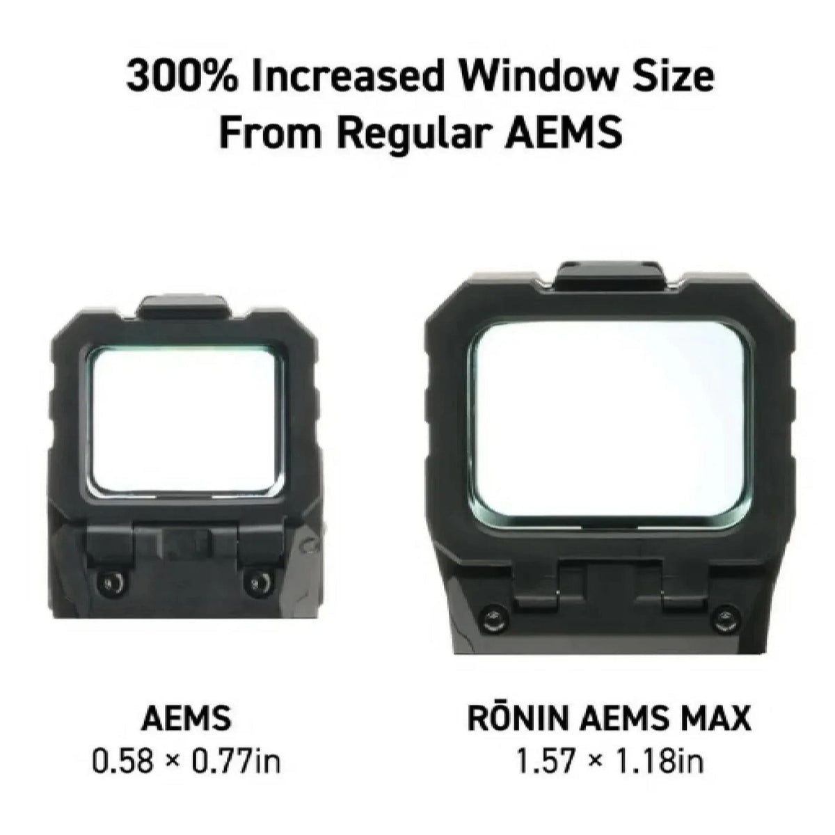 Holosun RONIN AEMS MAX red dot sight with a wide rectangular window for fast two-eyes-open shooting