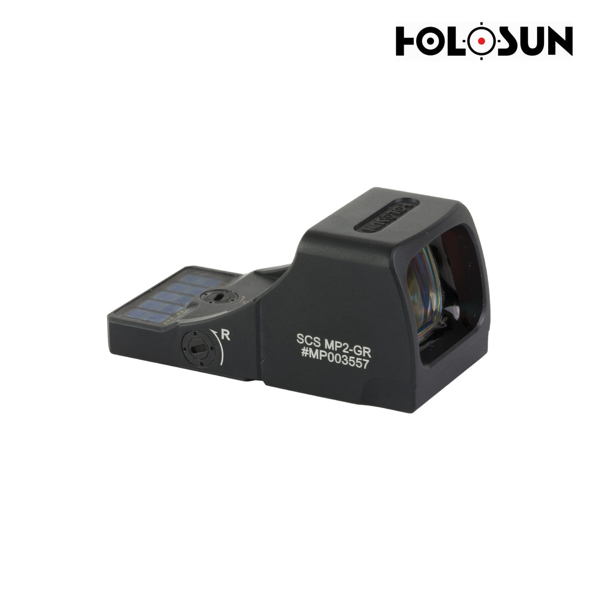 Holosun SCS MP2 green dot sight with solar charging that tops up the internal cell in daylight