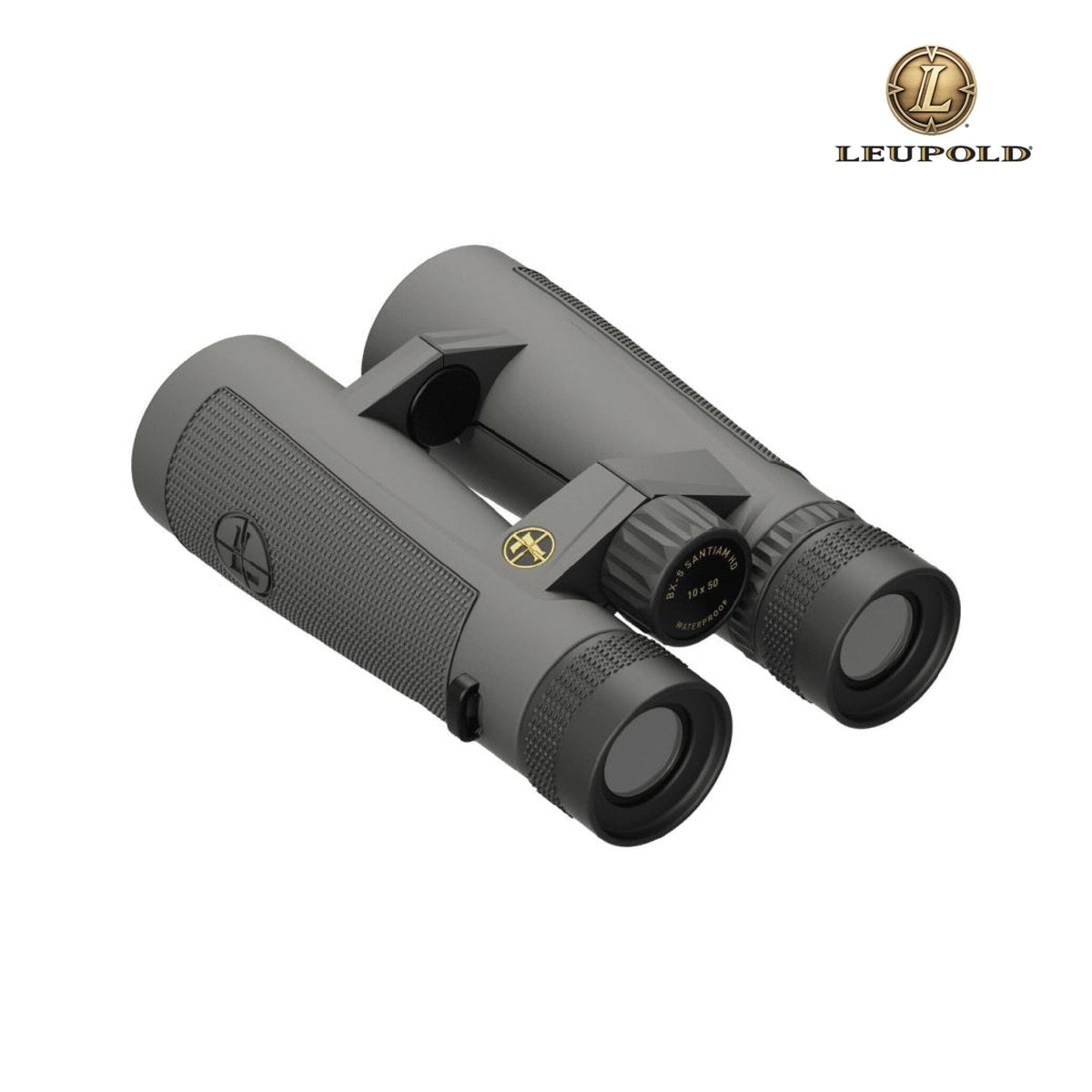 Leupold BX-5 Santiam HD 10x50 binocular on a rubber-armoured open-bridge magnesium chassis, 100% waterproof and fog-proof