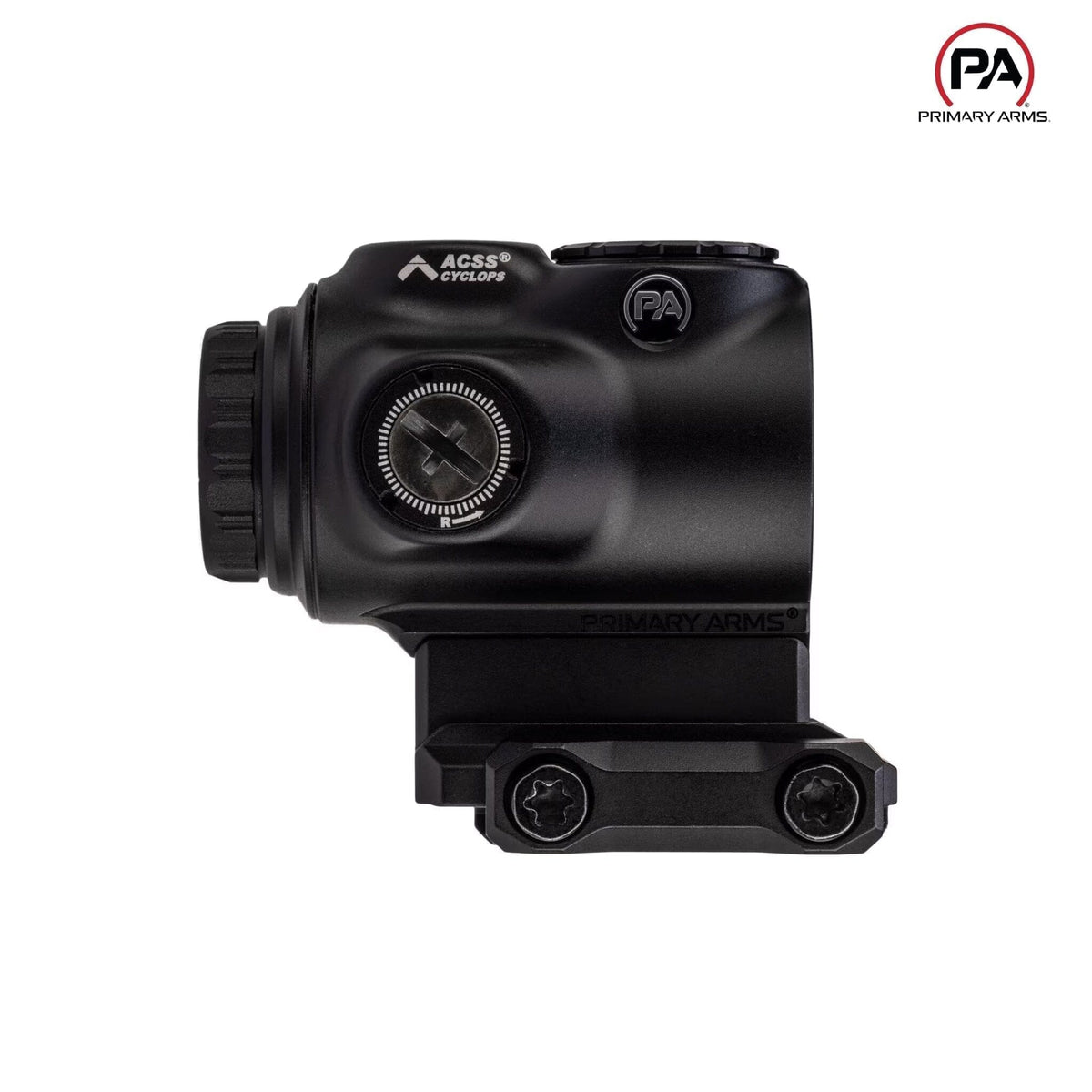 Primary Arms GLx 1X MicroPrism scope, red illuminated ACSS Cyclops reticle for close-quarters carbine work