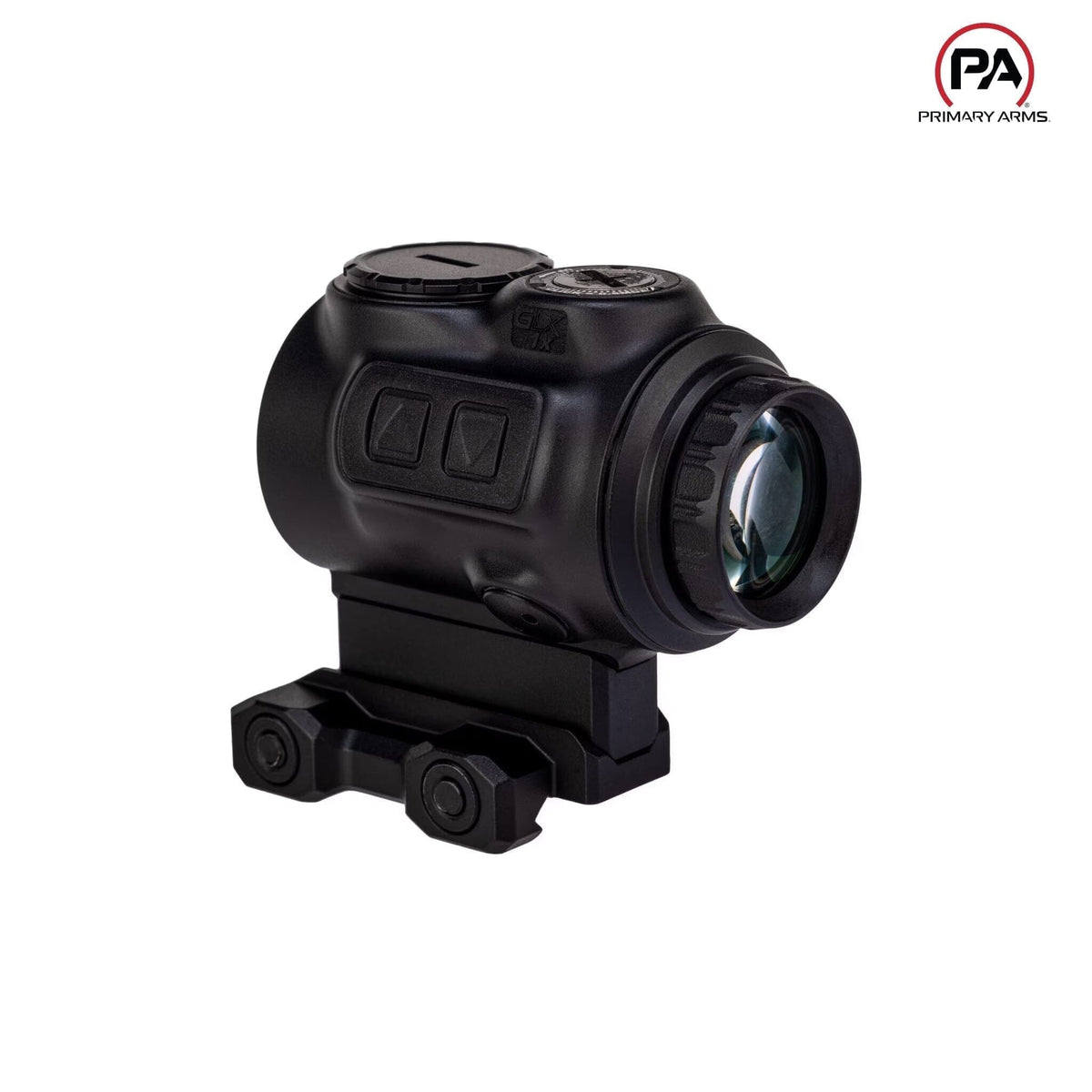 Primary Arms GLx 1X MicroPrism scope, green illuminated ACSS Cyclops reticle etched for use with illumination off