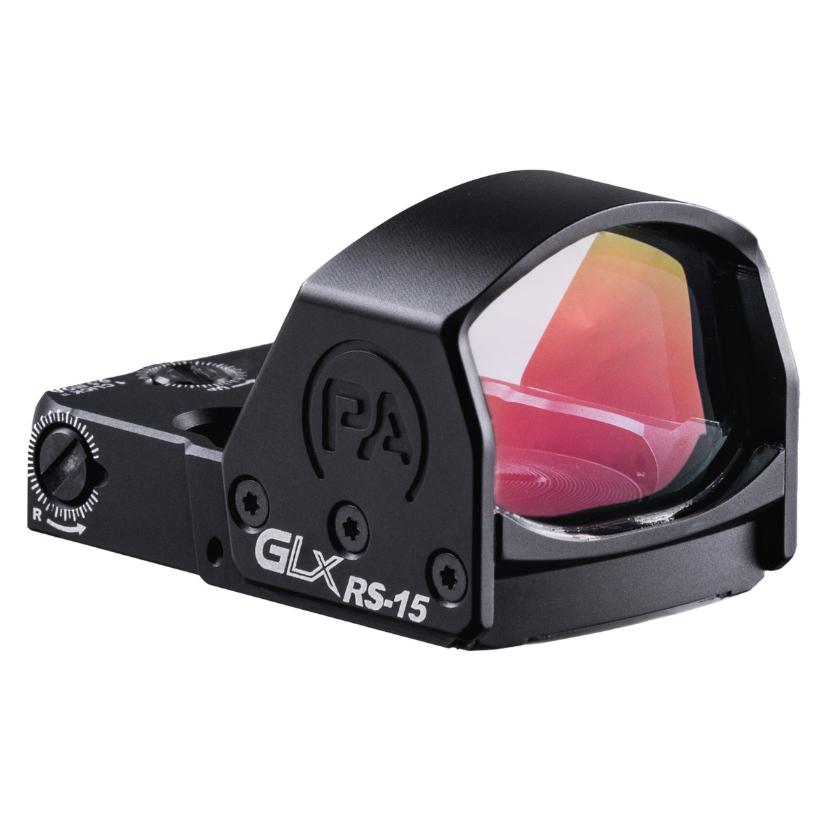 Primary Arms GLx RS-15 mini reflex red dot sight in a compact housing for pistol slides and carbines