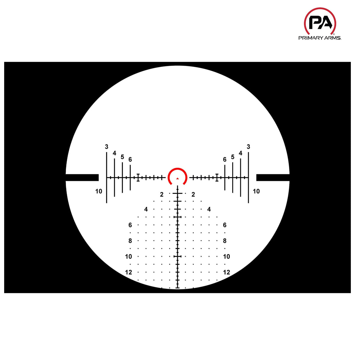 Primary Arms PLxC 1.5-12x36 rifle scope, FFP ACSS Griffin MIL Gen II reticle for mid-range precision work