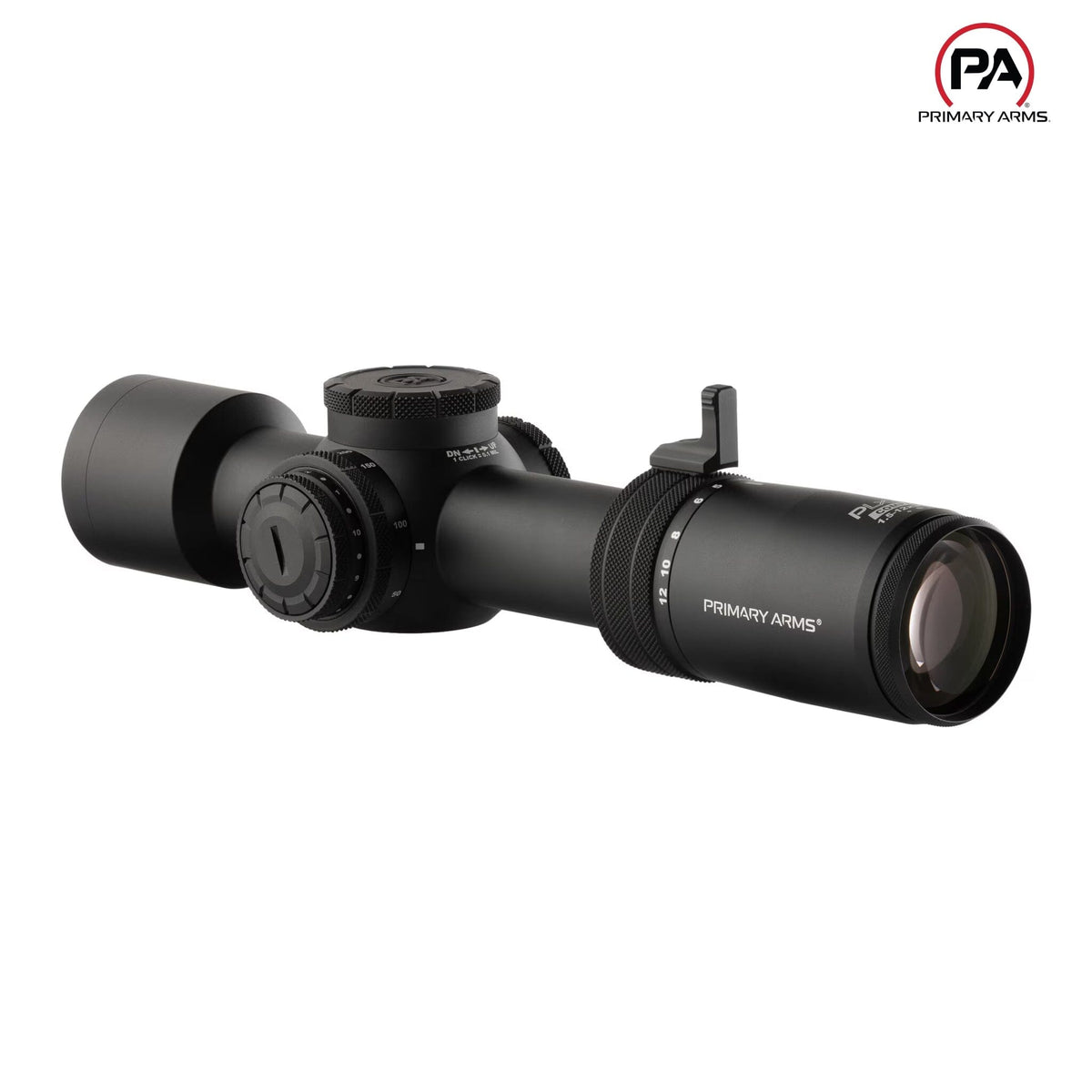 Primary Arms PLxC 1.5-12x36 rifle scope, FFP ACSS Raptor 5.56/.308 Gen II reticle with a 36mm objective lens