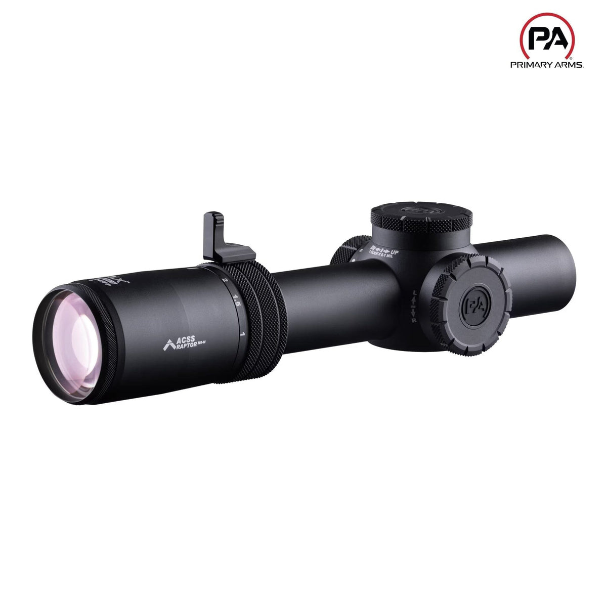 Primary Arms PLxC 1-8x24 LPVO, FFP illuminated ACSS Raptor 5.56 reticle for close-quarters to mid-range work