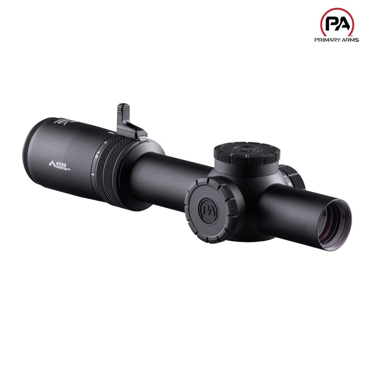 Primary Arms PLxC 1-8x24 LPVO, RDB illuminated ACSS Griffin MIL G2 reticle at true 1x for both-eyes-open shooting