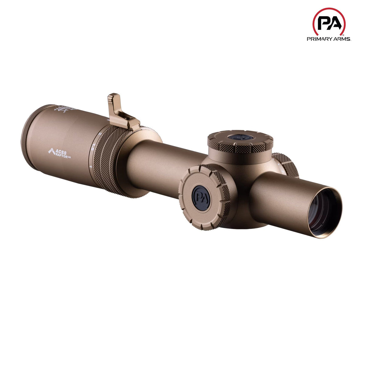 Primary Arms PLxC 1-8x24 Flat Dark Earth FFP LPVO with RDB illumination for red-dot speed at 1x