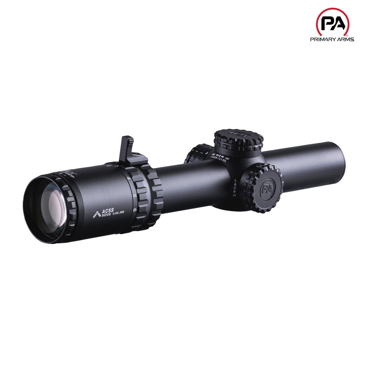 Primary Arms SLx 1-6x24 LPVO in matte black, red ACSS Nova Fibre Wire reticle with true 1x at the low end