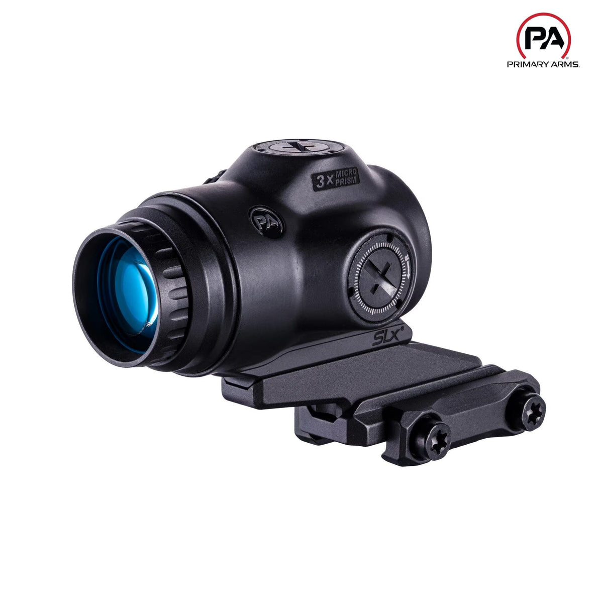 Primary Arms SLx 3X MicroPrism scope, red ACSS Raptor 5.56/.308 Yard reticle etched into the prism glass