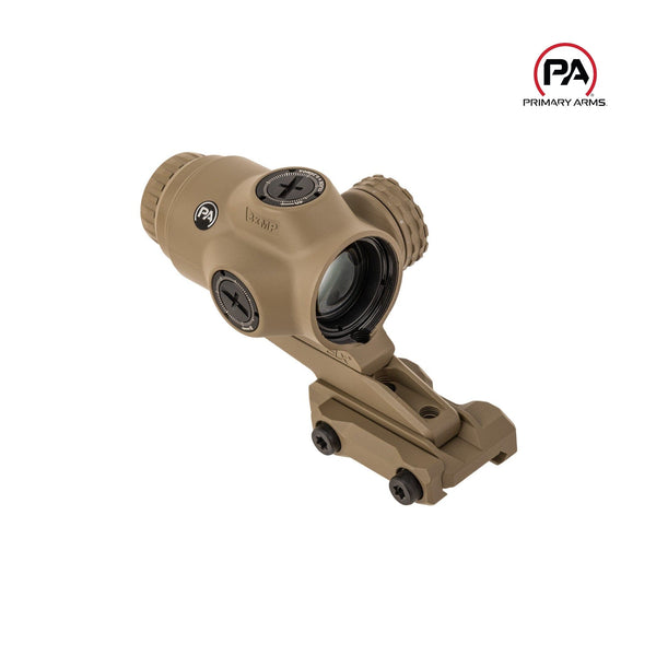 Primary Arms SLx 3X MicroPrism scope in Flat Dark Earth with a red illuminated ACSS Raptor 5.56 and .308 yard reticle