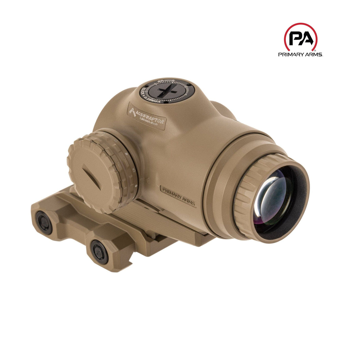 Primary Arms SLx 3X MicroPrism scope in Flat Dark Earth with fixed 3x magnification in a compact prism housing