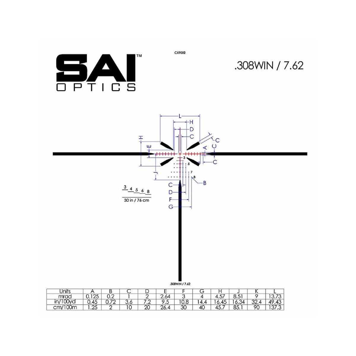 SAI Optics 1-6x24 .308/7.62 crosshair reticle riflescope for close quarters to mid range work at 6x