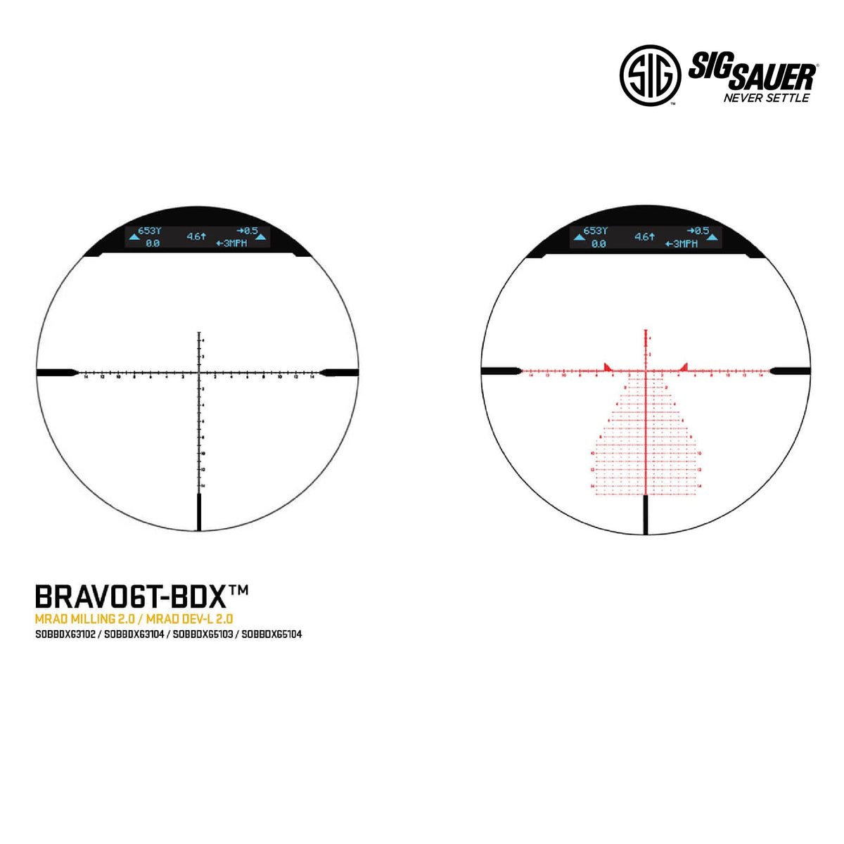 SIG Sauer BRAVO6T-BDX 3-18x44 scope with illuminated MRAD Milling 2.0 milling reticle