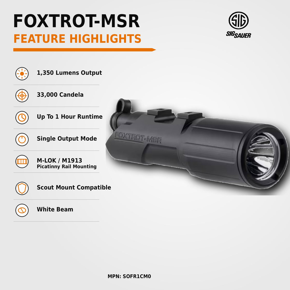 SIG Sauer FOXTROT-MSR Compact weapon light with M-LOK mounting hardware