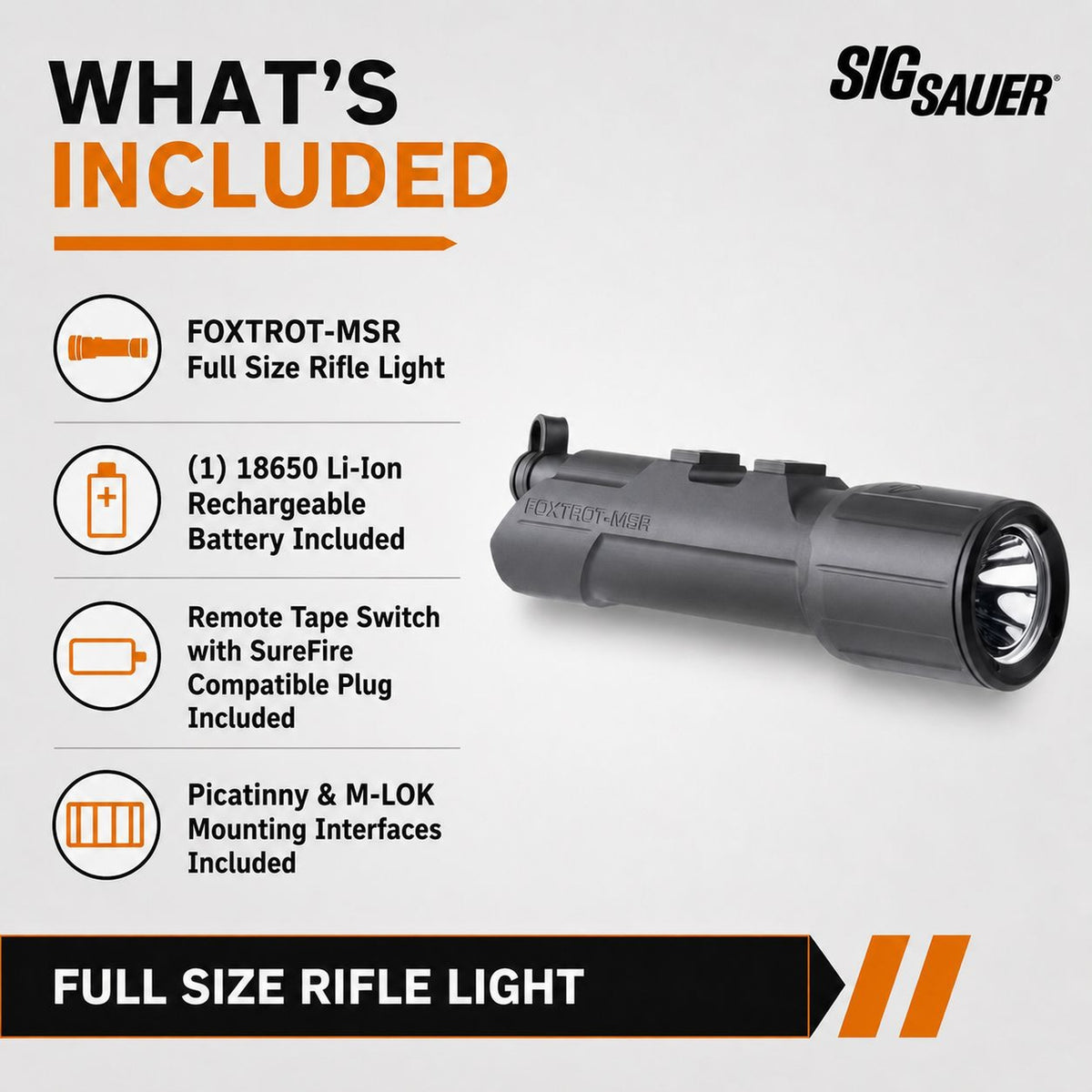 SIG Sauer FOXTROT-MSR Full Size weapon light for AR-15 and MSR handguards