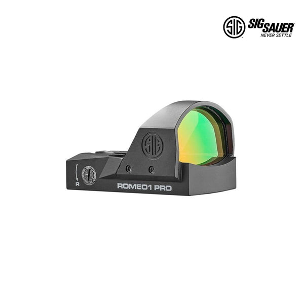 SIG Sauer ROMEO1PRO reflex red dot sight with a 6 MOA dot in matte black