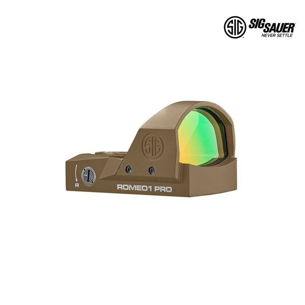 SIG Sauer ROMEO1PRO reflex red dot sight with a 6 MOA dot in Flat Dark Earth