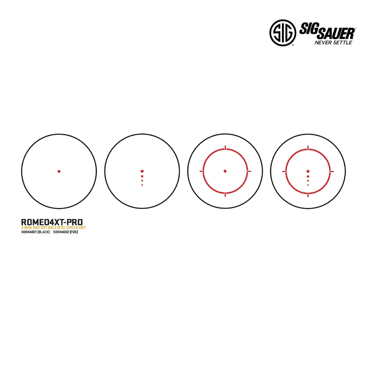 SIG Sauer ROMEO4XT-PRO black quad ballistic circle dot sight with sealed aluminium housing