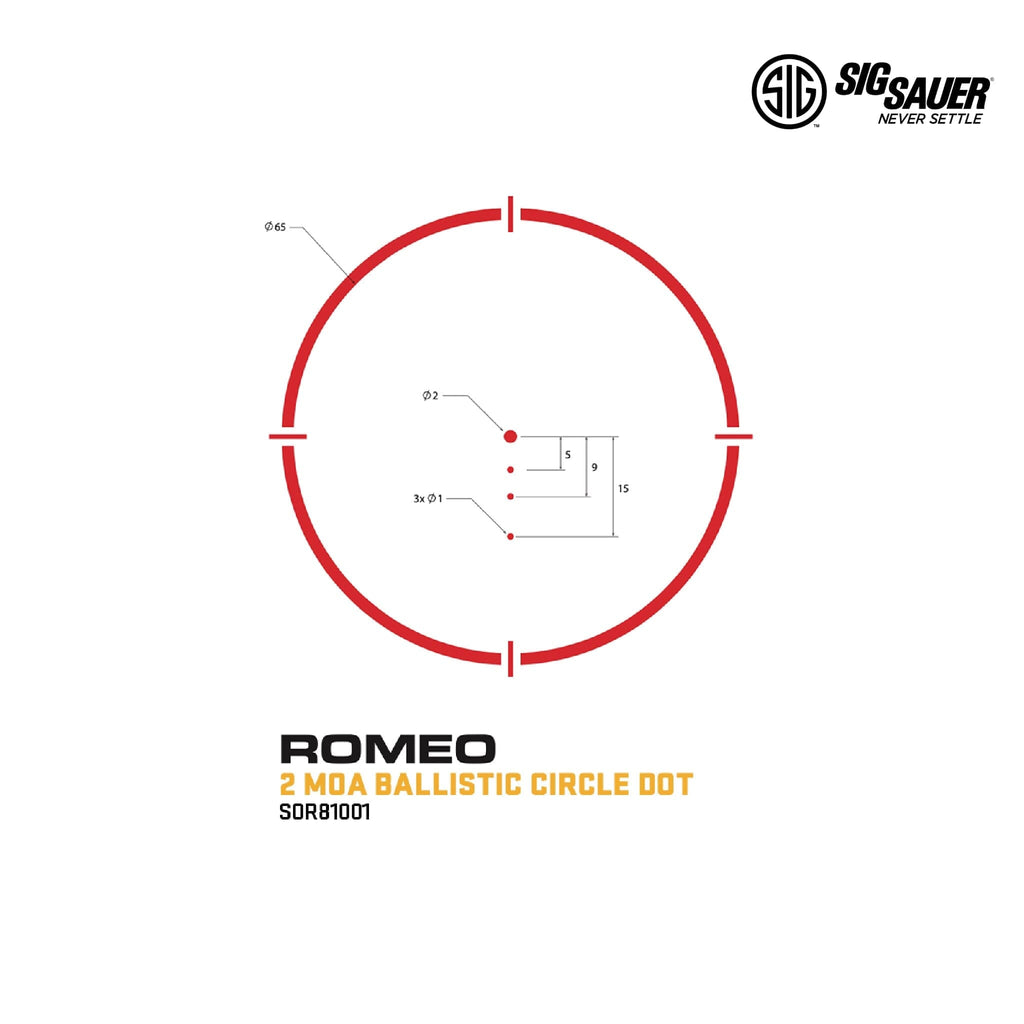 SIG Sauer ROMEO8H Red Dot Sight - 2 MOA Ballistic Circle Dot - Black Red Dot Sight SIG Sauer 