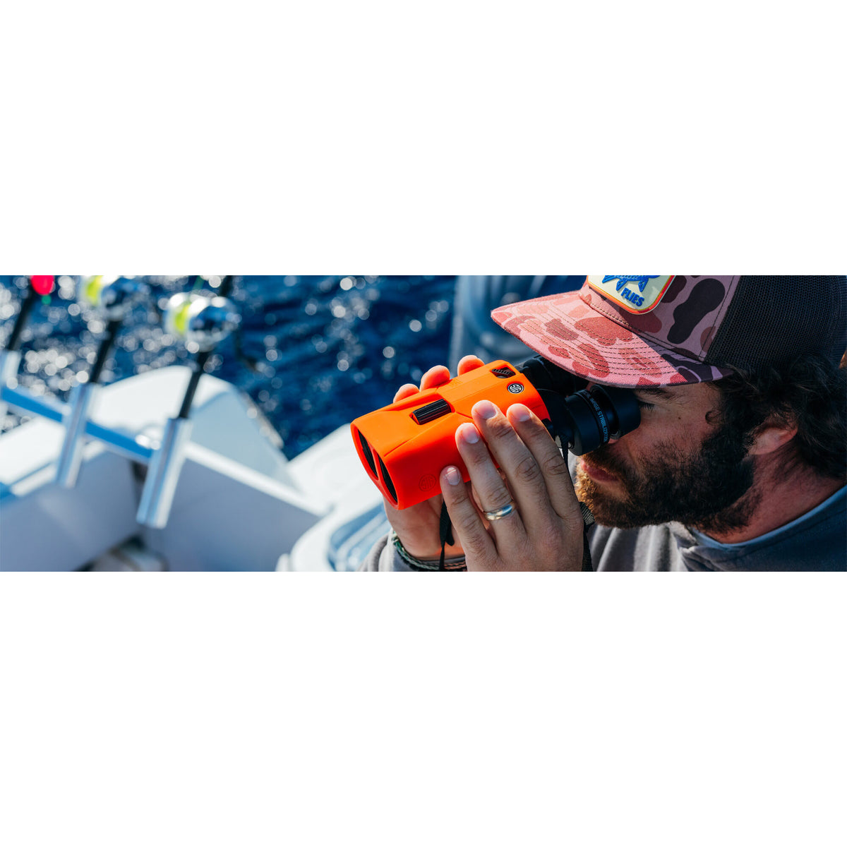SIG Sauer ZULU6 HDX Marine 16x42 binocular in high-visibility orange armour, 621 g with 14 mm of eye relief