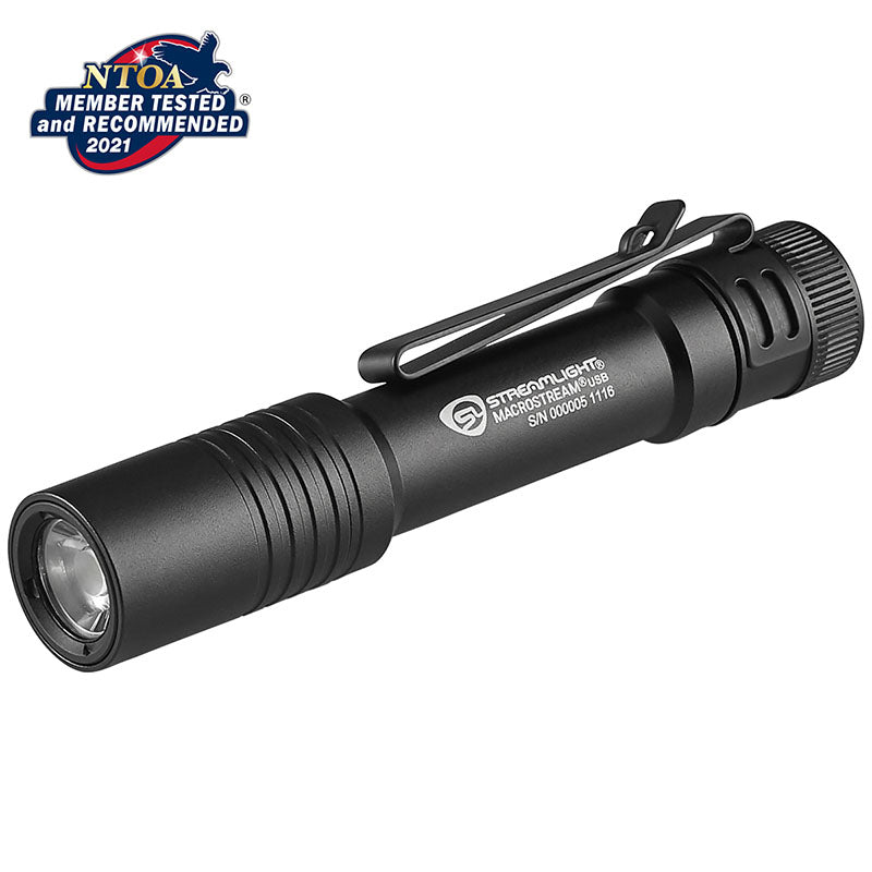 Streamlight MacroStream USB rechargeable torch shown alone against a white background