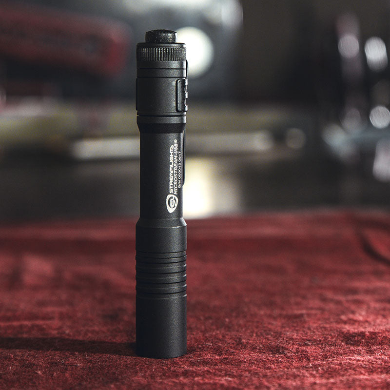 Streamlight MicroStream USB torch in coyote, anodised body with pocket clip fitted