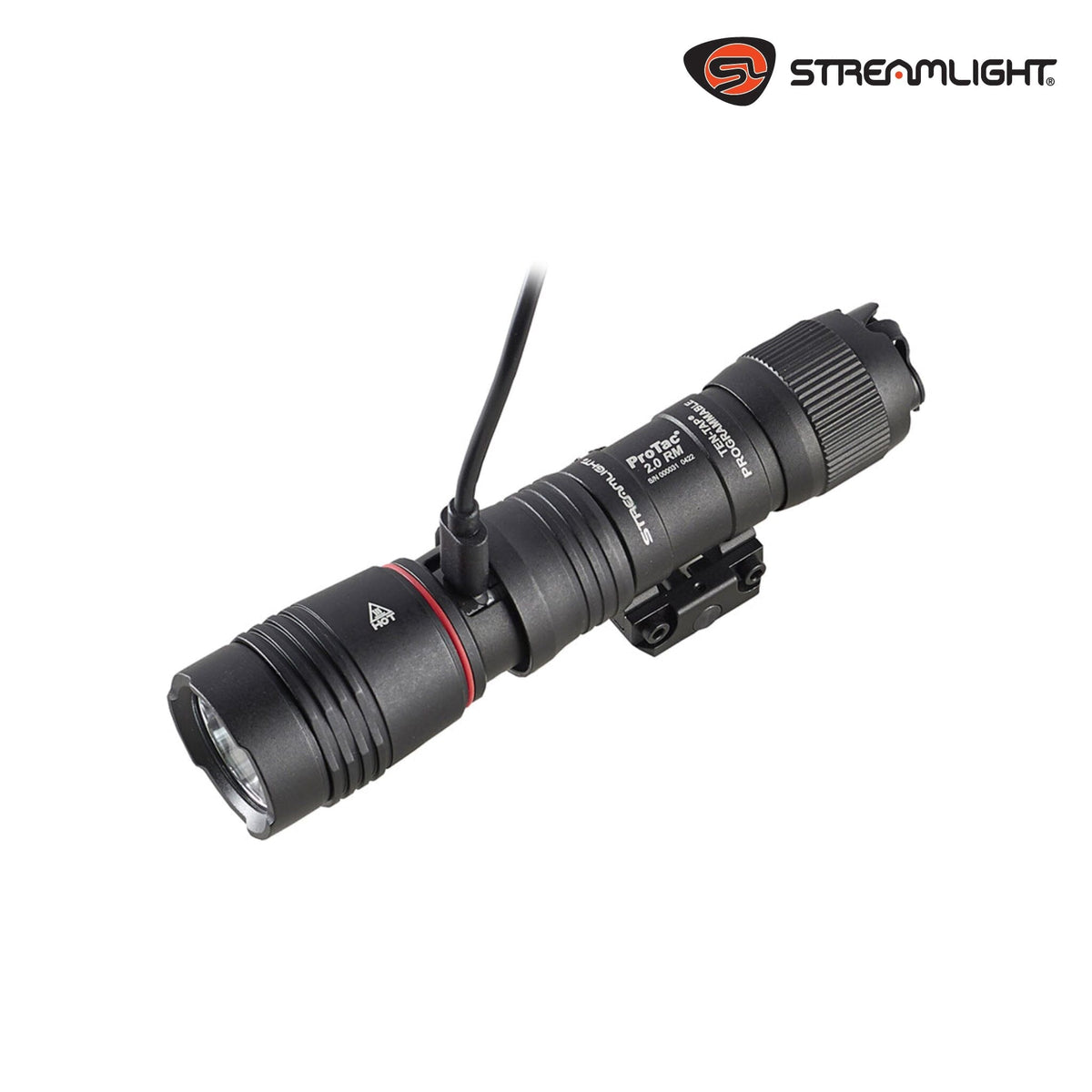 Streamlight ProTac 2.0 Rail Mount weapon light powered by an SL-B50 USB-C rechargeable battery