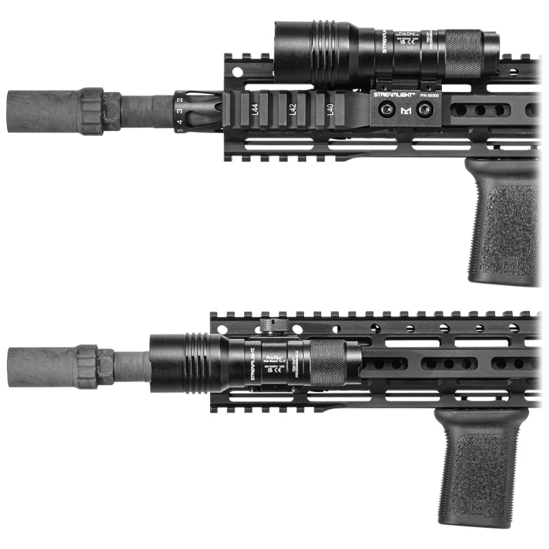 Streamlight ProTac Rail Mount 1L-X USB weapon light on a Picatinny long gun mount