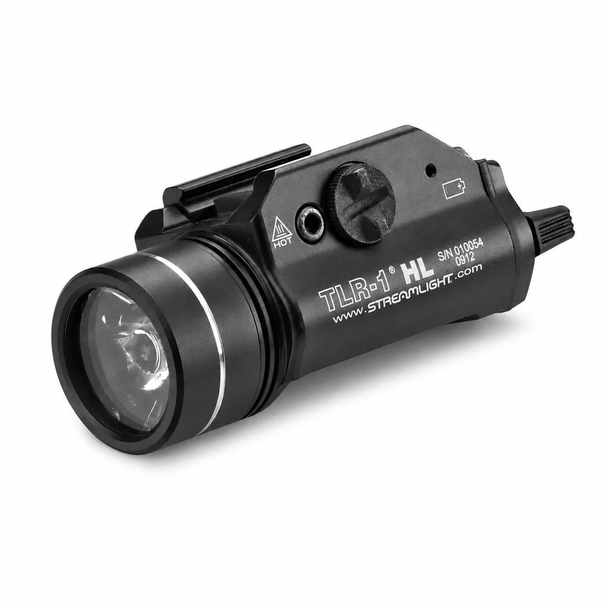 Streamlight TLR-1 HL weapon light on a tool-free rail grip clamp for pistols