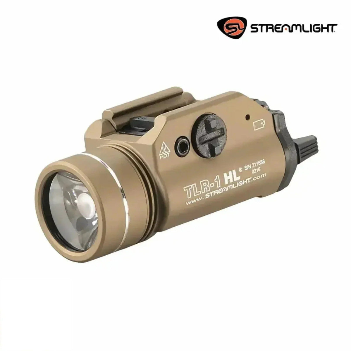 Streamlight TLR-1 HL weapon light in Flat Dark Earth with 1000 lumens and 20,000 candela