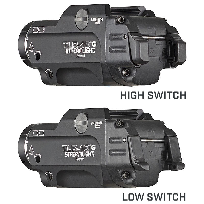 Streamlight TLR-10 G Flex weapon light with interchangeable high and low rear switches