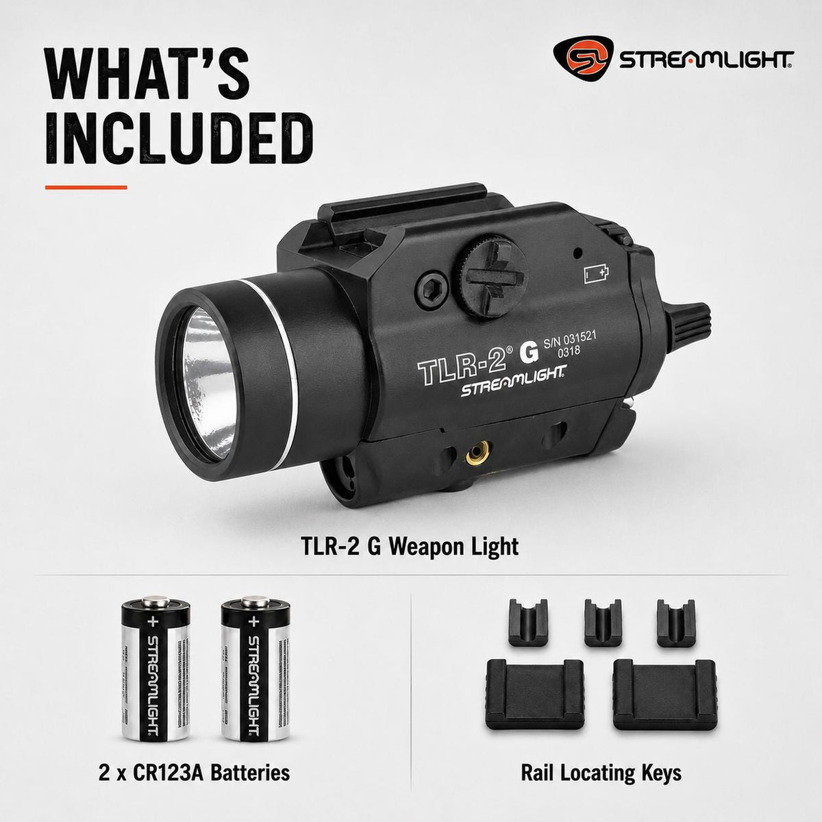 Streamlight TLR-2 G weapon light with green laser at 3.39 inches and 4.72 oz