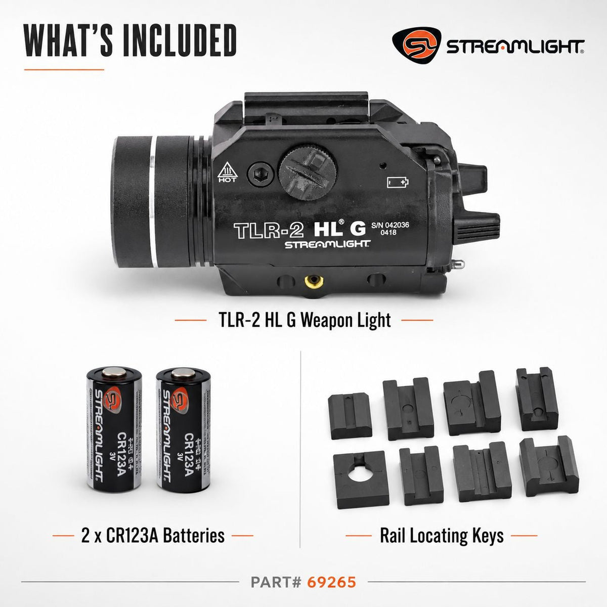 Streamlight TLR-2 HL G weapon light with green laser at 3.39 inches and 4.9 oz