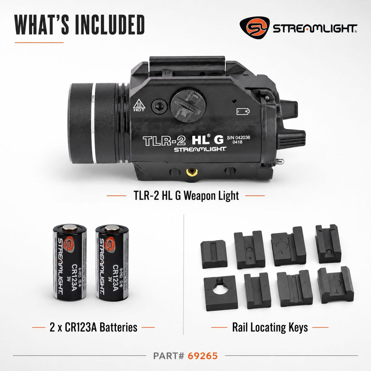 Streamlight TLR-2 HL G weapon light with green laser at 3.39 inches and 4.9 oz